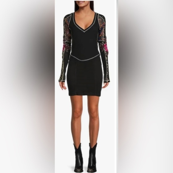 Free People black Amara V-Neck‎ Thermal Top, Size Small brand new - Picture 9 of 11